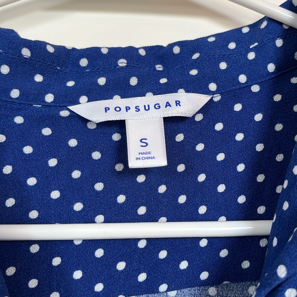 Popsugar Blue Polka Dot Dress with Pockets - Picture 3 of 3